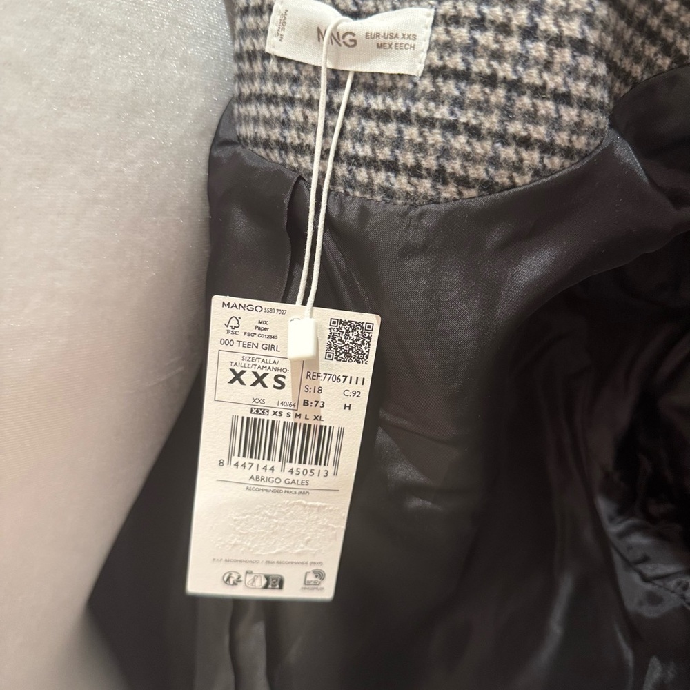 Mango Black and White Checkered Trench Coat - Picture 6 of 8